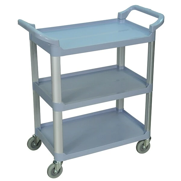 Luxor 3-Shelf Polyethylene Mobile Serving Cart With Lockable Wheels, Gray (SC12-G) 1 Luxor 3-Shelf Polyethylene Mobile Serving Cart With Lockable Wheels, Gray (SC12-G)