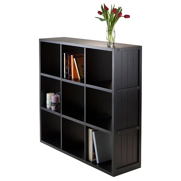 Winsome 20040 3 X 3 Cube Shelf With Wainscoting Panel, Black 1 Winsome 20040 3 X 3 Cube Shelf With Wainscoting Panel, Black