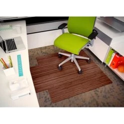 Anji Mountain Roll-Up Bamboo Chair Mat, Standard Lip, 44" X 52", Walnut