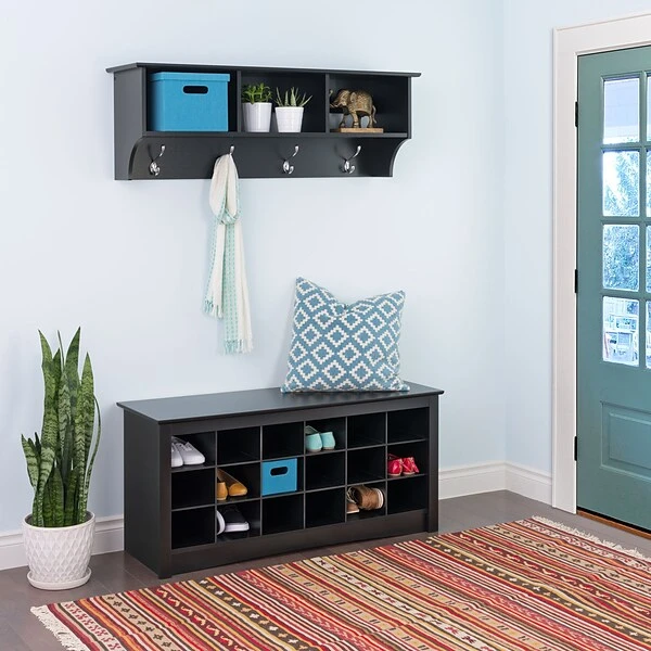 Prepac™ Sonoma Entryway Cubbie Shelf, 48" X 11.5", Black (BEC-4816) 2 Prepac™ Sonoma Entryway Cubbie Shelf, 48" X 11.5", Black (BEC-4816) - Image 2