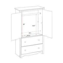 Prepac™ Monterey Composite Wood 2 Door 2 Drawer Armoire, White -Prepa Furniture Shop m003905449 s7