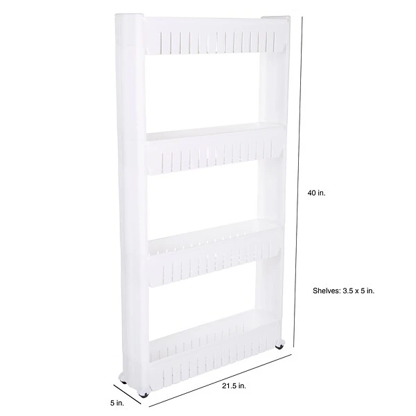 Lavish Home Mobile Shelving Unit Organizer, 4 Storage Baskets, Slim Slide Out Pantry Storage Rack 2 Lavish Home Mobile Shelving Unit Organizer, 4 Storage Baskets, Slim Slide Out Pantry Storage Rack - Image 2