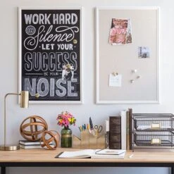 U Brands Cork Linen Bulletin Board, White Decor Frame, 30" X 20" (2074U00-01)