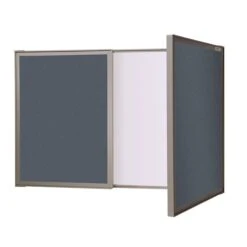 Ghent VisuALL PC Whiteboard Cabinet With Fabric Bulletin Board Exterior Doors, Aluminum, 24" X 36" (41301)