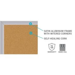 Ghent Natural Cork Bulletin Board With Aluminum Frame, 4'H X 6'W