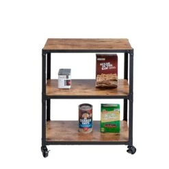 Mind Reader 'Charm' 3 Tier Wood/Metal Utility Cart, Black (WDMTCART3T-BLK)