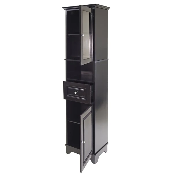 Winsome 1-Drawer, 4-Shelf Wood Alps Tall Cabinet With Glass Door, Black (20871) 2 Winsome 1-Drawer, 4-Shelf Wood Alps Tall Cabinet With Glass Door, Black (20871) - Image 2