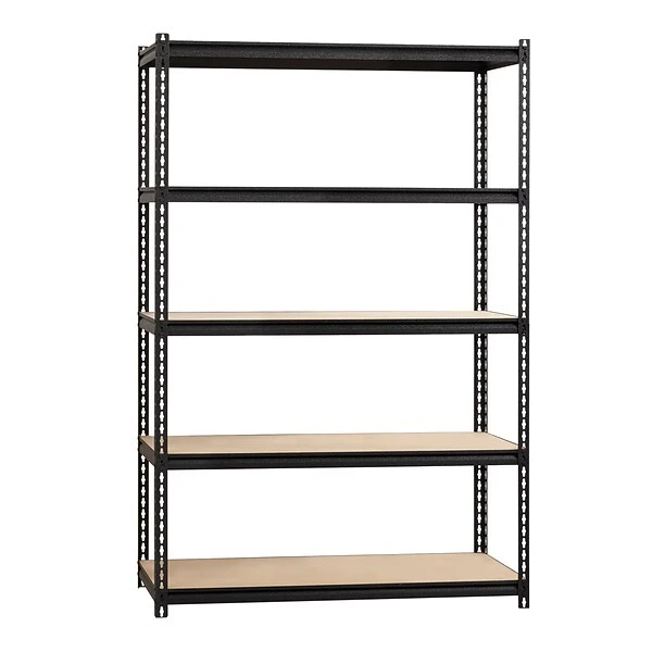 Iron Horse 2300 Lb. Rivet Series 5-Shelf Metal/Particle Board Shelving Unit, 48" W, Black (20993) 1 Iron Horse 2300 Lb. Rivet Series 5-Shelf Metal/Particle Board Shelving Unit, 48" W, Black (20993)
