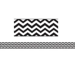 Ashley 3/4" X 12" Magnetic Magi-Strips, Black Chevron, 12/Pack