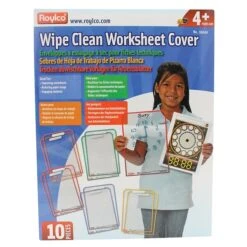 Roylco Wipe Clean Worksheet Cover Dry-Erase Whiteboard, Plastic Frame, 9" X 12" (R-59040)