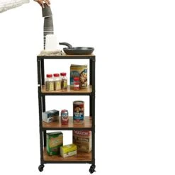Mind Reader 'Charm' 4 Tier Wood/Metal Utility Cart, Black (4TWDMTCART-BLK)