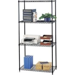Safco Commercial 4-Shelf Wire Stand Alone, 36", Black (5276BL)