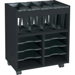 Safco 6-Shelf Particle Board Mobile File Cart With Swivel Wheels, Black (5390BL)