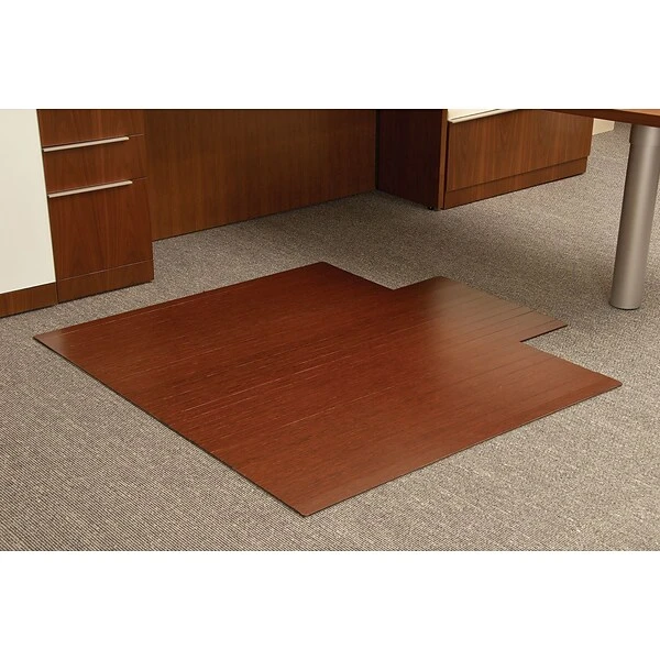 Anji Mountain Standard Bamboo Roll-Up Chairmat, Rectangular, 55"x57", Dark Cherry 2 Anji Mountain Standard Bamboo Roll-Up Chairmat, Rectangular, 55"x57", Dark Cherry - Image 2