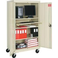 Alera® Mobile Storage Cabinet, Putty, 3-Shelf, 66"H X 36"w X 24"D