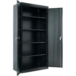 Alera Adjustable Storage Cabinet, Black, 4-Shelf, 36"W X 18"D X 72"H