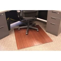 Anji Mountain Standard Bamboo Roll-Up Chairmat, With Lip, 36"x48", Dark Cherry -Prepa Furniture Shop s0235394 s7