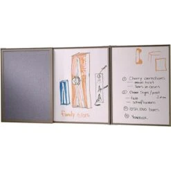 Ghent VisuALL PC Whiteboard Cabinet With Fabric Bulletin Board Exterior Doors, Gray (41302)
