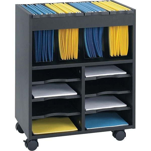 Safco 6-Shelf Particle Board Mobile File Cart With Swivel Wheels, Black (5390BL) 2 Safco 6-Shelf Particle Board Mobile File Cart With Swivel Wheels, Black (5390BL) - Image 2