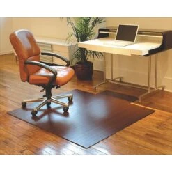 Anji Mountain Standard Bamboo Roll-Up Chairmat, Rectangular, 44"x52", Dark Cherry