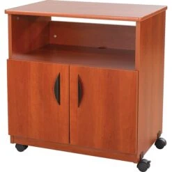 Safco 4-Shelf Wood/Veneer Mobile Machine Stand With Swivel Wheels, Cherry (1850CY)