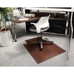 Anji Mountain Standard Bamboo Roll-Up Chairmat, With Lip, 36"x48", Dark Cherry