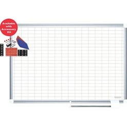 MasterVision Magnetic Dry-Erase Grid Platinum Plus Planning Board, Silver Frame, 24Hx36"W