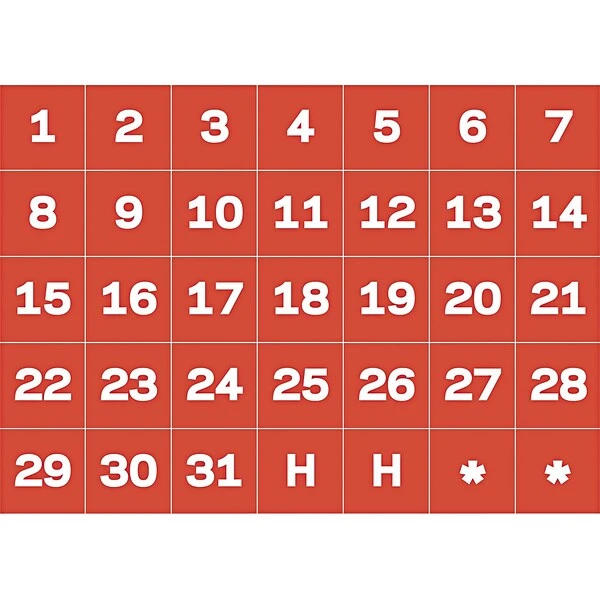 MasterVision® Calendar Magnetic Tape, Red/White, Calendar Dates, Each 1 MasterVision® Calendar Magnetic Tape, Red/White, Calendar Dates, Each