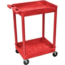 Luxor® STC Series 37 1/2"(H) 2 Shelves Tub Cart, Red