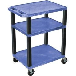 H Wilson® 34"(H) 3 Shelves Tuffy AV Carts, Blue