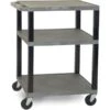 Luxor H Wilson® 3 Shelves Tuffy AV Cart W/Electrical Attachment, Gray
