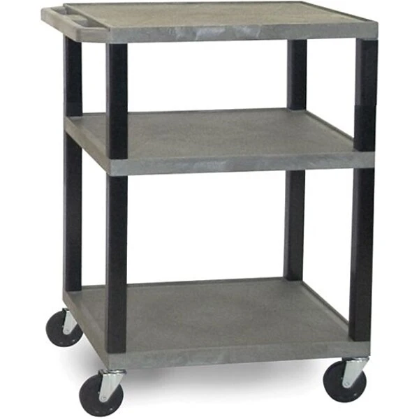Luxor H Wilson® 3 Shelves Tuffy AV Cart W/Electrical Attachment, Gray 1 Luxor H Wilson® 3 Shelves Tuffy AV Cart W/Electrical Attachment, Gray