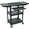 Luxor 3-Shelf Steel Adjustable Height AV Cart, Black (AVJ42KBDL)