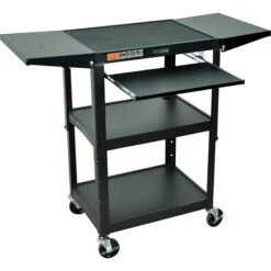 Luxor 3-Shelf Steel Adjustable Height AV Cart, Black (AVJ42KBDL)