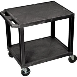 Assorted Publishers Tuffy 2-Shelf Resin Mobile A/V Cart With Swivel Wheels, Black (WT26E)