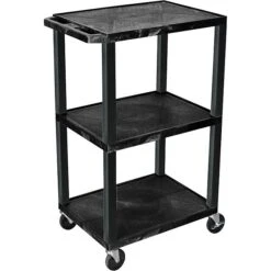 Tuffy 3-Shelf Polyethylene A/V Cart, Black (WT42)
