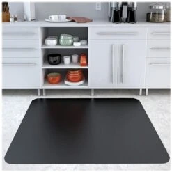 Deflect-O® Black Mat 45" X 53" Rectangle-Hard Floor, Vinyl, Black