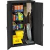 Tennsco® Janitorial Supply Cabinet, Black, 64Hx36Wx18"D