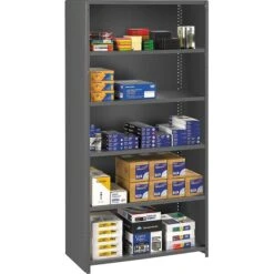 Tennsco® Closed Commercial Steel Shelving, 6-Shelf, Medium Gray, 75Hx36Wx24"D
