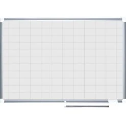 Mastervision Grid Planning Board, 36X48, 2X3" Grid, White/Silver