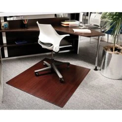 Anji Mountain Deluxe Roll-Up Bamboo Chair Mat, Rectangular, 42" X 48", Dark Cherry (AMB24035W)