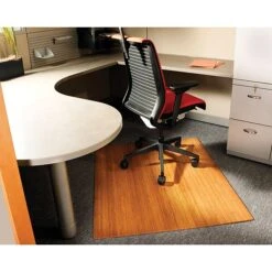 Anji Mountain Deluxe Roll-Up Bamboo Chair Mat, Rectangular, 42" X 48", Natural