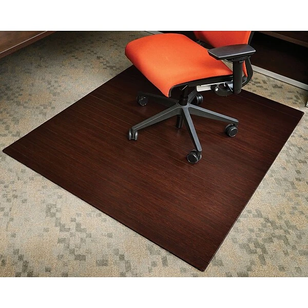 Anji Mountain Roll-Up Bamboo Chair Mat, Rectangular, 60" X 48", Dark Cherry 2 Anji Mountain Roll-Up Bamboo Chair Mat, Rectangular, 60" X 48", Dark Cherry - Image 2