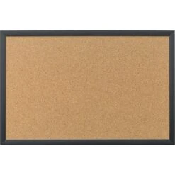 U Brands Cork Bulletin Board, 35" X 23", Black Finish Frame