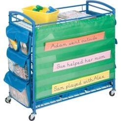 Honey-Can-Do 3-Shelf Metal Mobile Utility Cart With Lockable Wheels, Blue (CRT-03477)