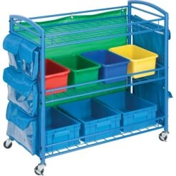 Honey-Can-Do 3-Shelf Metal Mobile Utility Cart With Lockable Wheels, Blue (CRT-03477) -Prepa Furniture Shop s0971324 s7