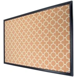 U Brands Fashion Cork Bulletin Board, 35" X 23", Black Finish Frame