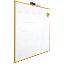 U Brands Magnetic Dry Erase Calendar Whiteboard, 20" X 16", Gold Aluminum Frame