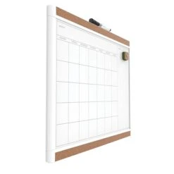 U Brands Pin-It Magnetic Dry Erase Monthly Calendar Board 20 X 16 White Frame