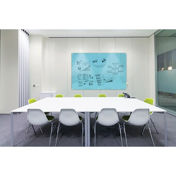 Ghent® Harmony Magnetic Glass Markerboard With Round Corner, Blue, 2' X 3' (HMYRM23BE) 3 Ghent® Harmony Magnetic Glass Markerboard With Round Corner, Blue, 2' X 3' (HMYRM23BE) - Image 3